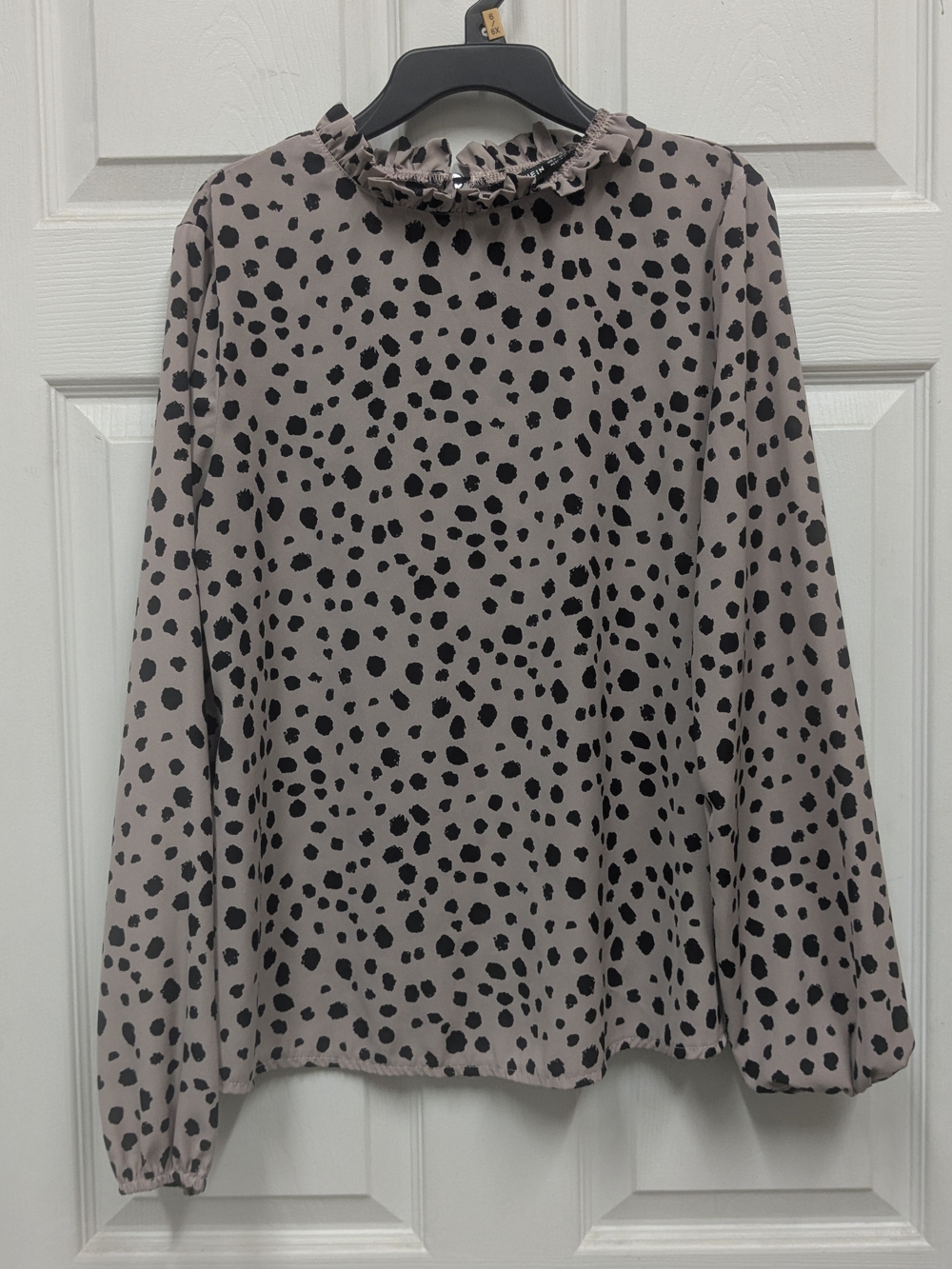 SHEIN Mock Neck Leopard Print Ruffle Blouse - Size Small